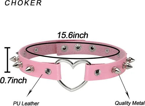 Vista 2 de Manfnee Pulsera de cuero con tachuelas de espiga gargantilla punk gótico metal remache brazalete negro pulsera