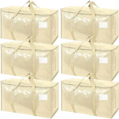 Vista 23 de TICONN Paquete de 2 bolsas de mudanza extra grandes resistentes con cremalleras y asas de transporte, bolsas de almacenamiento duraderas