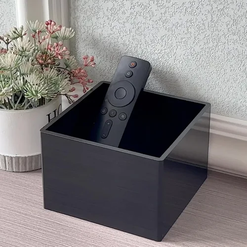 Vista 5 de Caja organizadora de control remoto, soporte de controlador de TV de acrílico para mesa, color negro