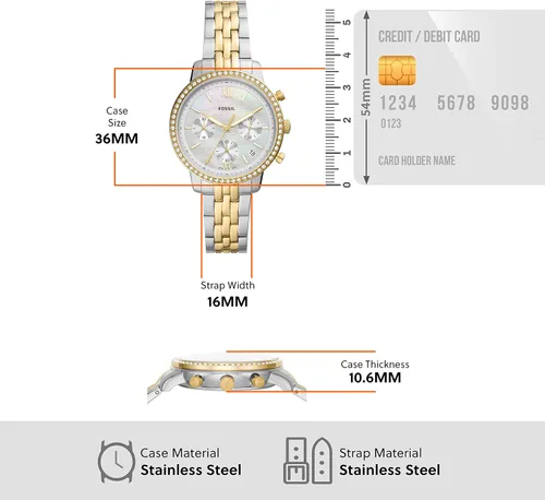 Vista 5 de Fossil Neutra - Reloj cronógrafo de cuarzo de acero inoxidable para mujer