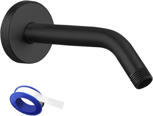 Vista 23 de Brazo de ducha Voolan con brida y cinta de teflón, brazo de cabezal de ducha extensible para cabezal de ducha fijo de baño, acero inoxidable sólido