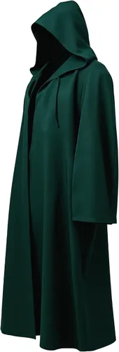 Vista 11 de GOLDSTITCH - Disfraz de caballero con capucha para hombre, disfraz tipo túnica Negro (capa)