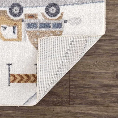 Vista 4 de Hauteloom Olwen - Alfombra lavable a máquina, para habitación de niños, guardería, sala de juegos, carretera, vehículos de construcción, color gris