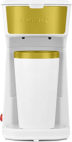 Vista 21 de Holstein Housewares Cafetera personal con taza de viaje de 14 onzas, máquina compacta de un solo toque con filtro reutilizable, apagado automático