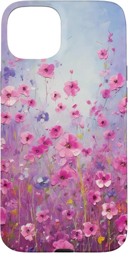 Vista 9 de Happy Pink Flowers Painting Field Purple Colors Case for iPhone 17
