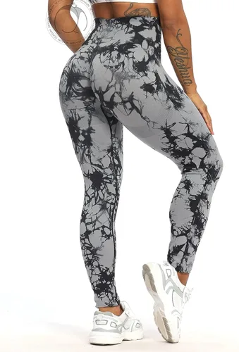 Vista 5 de SEASUM, Leggings de cintura alta con contorno de sonrisa, sin costuras, para entrenamiento, gimnasio, Yoga. Pantalones deportivos