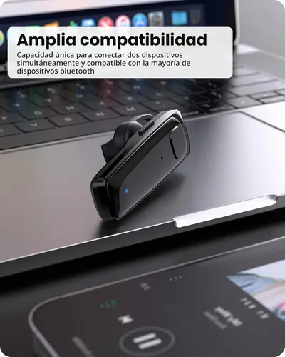 Vista 5 de ADADPU Auricular Bluetooth - V5.0 Auricular inalámbrico manos libres con micrófono dual incorporado y cancelación de ruido, 10 días de espera y 16