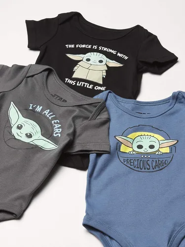 Vista 2 de Star Wars baby-boys Baby Yoda Bodysuit Three Pack Baby Clothes