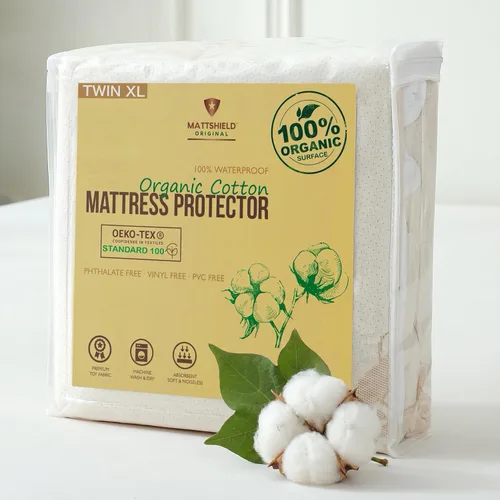 Vista 15 de Protector de Colchón Orgánico Impermeable Individual – Parte Superior de Algodón Orgánico Suave – Cubierta Silenciosa y Transpirable de 250 GSM