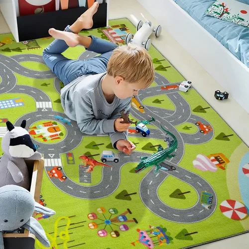 Vista 3 de HOMORE - Alfombra de juego para niños, alfombra para dormitorio de niños, sala de juegos de 4 x 6 pies Alfombra divertida y educativa de 48 x 76