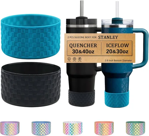 Vista 29 de HEYSKAY Base protectora de silicona para botas Stanley Quencher Adventure de 40 onzas y vaso Stanley IceFlow de 20 onzas y 30 onzas, y compatible