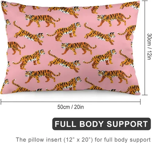 Vista 2 de Fundas de almohada decorativas de tigres rosados, funda de almohada lumbar de 12 x 20 pulgadas, funda de cojín para decoración del hogar, sala