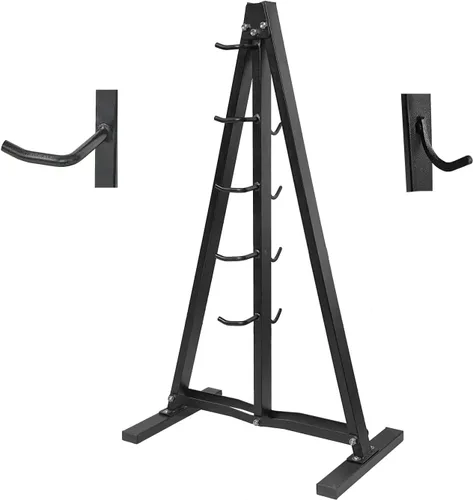 Vista 9 de BLUSLM Organizador de Barra de Jalones Montado en Pared con Ganchos, Estante de Almacenamiento para Gimnasio en Casa para Accesorios de Jalones