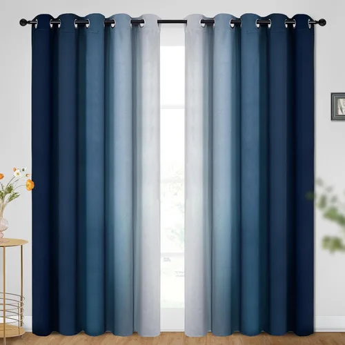 Vista 45 de SimpleHome Cortinas degradadas degradadas para oscurecer la habitación de 36 pulgadas de largo para dormitorio, con ojales y bloqueo de luz Negro