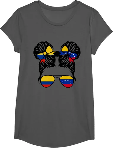 Vista 42 de Camiseta Half Colombian Half Venezolan Girl Colombia Kids Heritage, Gris