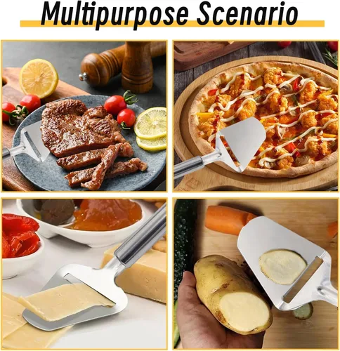 Vista 5 de 2 piezas de cortador de queso de mano, pequeño pelador de queso plateado de acero inoxidable, herramientas de corte para bloques de mantequilla