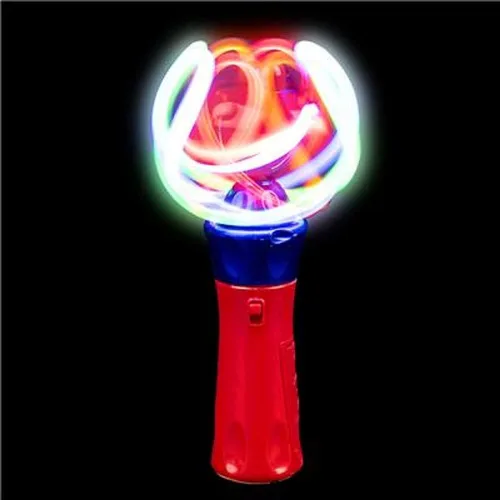 Vista 4 de Varitas giratorias de orbiter con luz LED de 7 pulgadas (paquete de 2) 1 azul + 1 rojo. Baterías incluidas. Juguete giratorio para niños, niñas