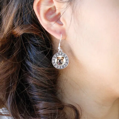 Vista 3 de Inspired Silver - Pendientes colgantes de gancho francés con dije de círculo de plata con joyas de circonita cúbica