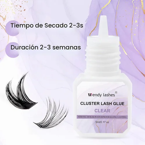 Vista 2 de Pegamento de pestañas impermeable transparente extra fuerte para racimos de pestañas DIY, secado rápido de 2-3 segundos, pegamento para pestañas
