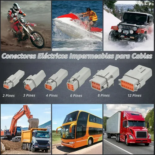Vista 6 de Juego de 4 conectores DT de 8 pines, impermeables, conectores eléctricos de empalme para automóviles, kit de conectores de cable de 16 AWG con tubo
