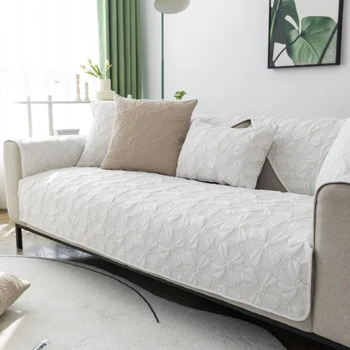 Vista 9 de vctops Funda de sofá bordada de algodón acolchada para sofá modular, funda antideslizante para perros, gatos y mascotas, para sofá biplaza, sillón
