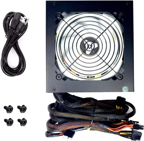 Vista 5 de Apevia ATX-SR700W Spirit ATX Fuente de alimentación con ventilador LED blanco de 4.724 in controlado automáticamente térmicamente, interruptor
