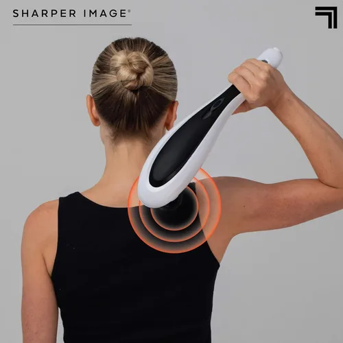 Vista 3 de SHARPER IMAGE Masajeador inalámbrico de cuello y espalda de tejido profundo con cabezales intercambiables