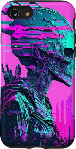 Vista 31 de iPhone 14 Pro Max Cool Retro Alien Sunset Tropical Trippy Vaporwave Sky Art Case