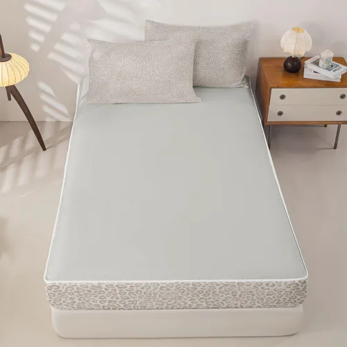 Vista 4 de Feelyou Juego de edredón con cremallera de leopardo tamaño individual Juegos de cama con cremallera y estampado animal para decoración de Marrón