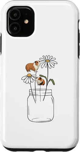Vista 6 de iPhone 12 mini linda mamá conejillo de indias, funda de flores de conejillo de indias