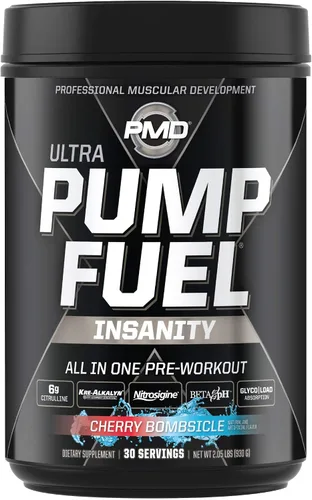 Vista 2 de PMD Sports Ultra Pump Fuel Insanity - Pre entrenamiento - Cherry Bombsicle (30 porciones) Sports CG5 Premium Creatina y L-Glutamina en polvo
