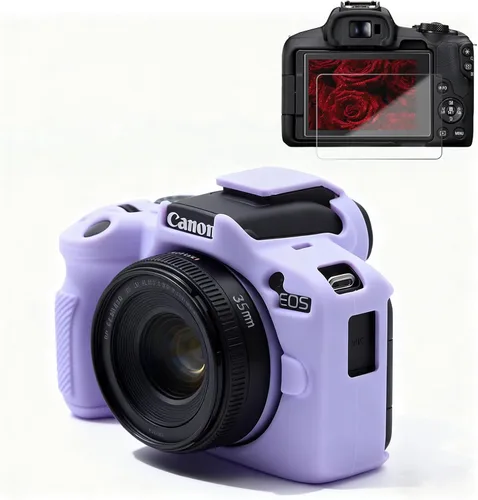 Vista 11 de Funda para cámara Canon EOS R50, funda protectora de silicona suave, antiarañazos, funda ajustada delgada con accesorios de protector de pantalla