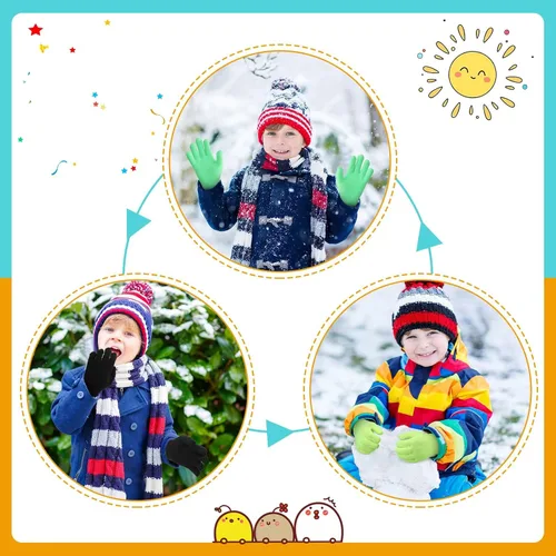 Vista 4 de 48 guantes de punto para niños, guantes elásticos para niños pequeños, guantes de invierno para niños, guantes de dedo para niños y niñas