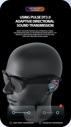 Vista 5 de Gafas de sol al aire libre, gafas inteligentes, altavoces de música, control táctil Bluetooth, función de voz, protección solar, apariencia de gafas