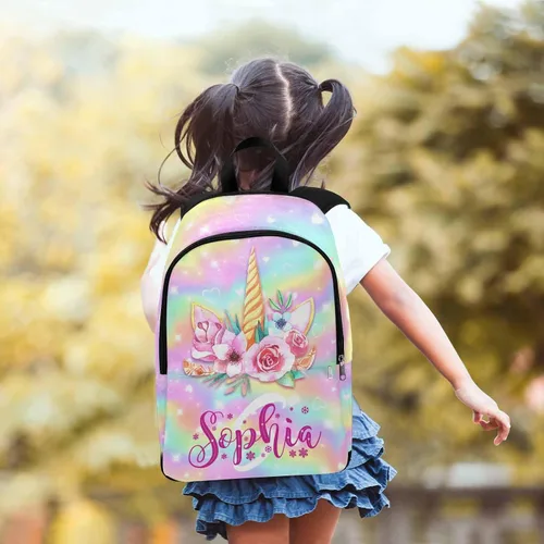 Vista 5 de Mochila personalizada para niños, jugador de fútbol americano, bandera americana, con nombre personalizado, mochila para estudiante, Color 26