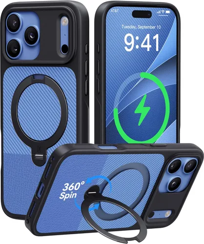 Vista 21 de CASEKOO Funda negra para iPhone 17 con soporte magnético giratorio de 360 1-negro