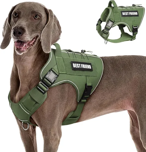 Vista 27 de Arnés Táctico para Perros Talla Pequeña, Sin Tirones Chaleco Militar para Perros con Asa, Arnés Reflectante de Servicio Pesado para Mascotas