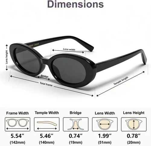 Vista 4 de VISOONE Retro Oval Y2K Trendy Sunglasses for Women Men Narrow Shades