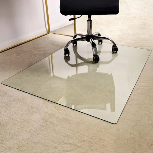 Vista 17 de GLSLAND Tapete de vidrio templado de 47 x 32 pulgadas para silla, protector de suelo resistente para alfombras y suelos duros, resistente a