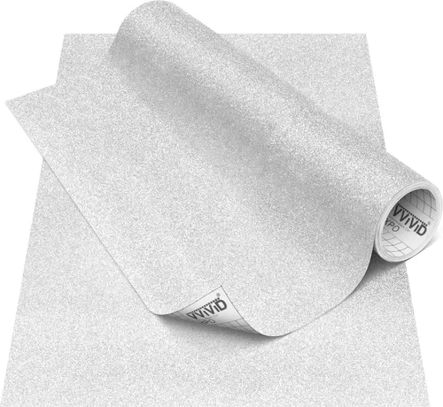 Vista 11 de VViViD Glitter Silver DECO65 - Rollo de vinilo adhesivo permanente para manualidades (6 pies x 1 pie)