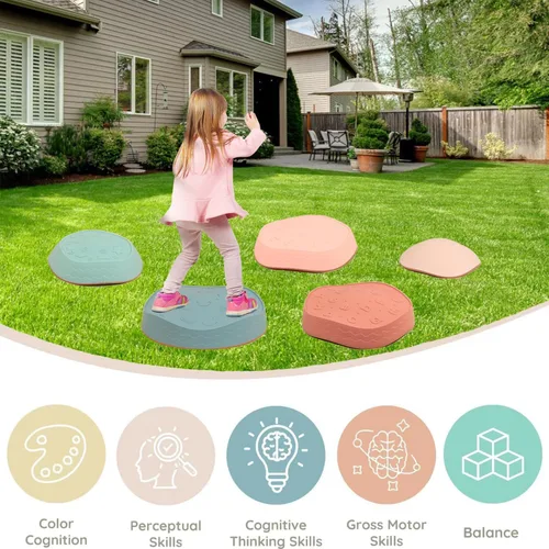 Vista 6 de Fanboxk - Piedras de equilibrio para niños, piedras sensoriales antideslizantes para promover habilidades de equilibrio y coordinación en niños