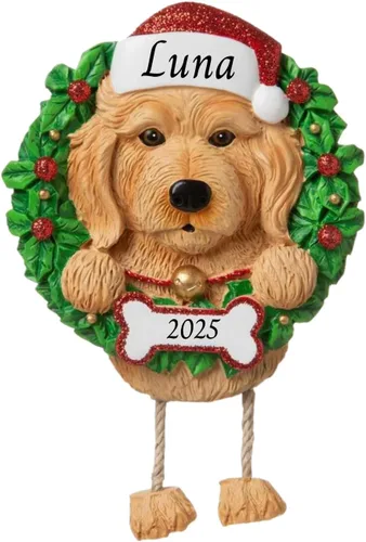 Vista 15 de Adornos personalizados para árbol de Navidad 2024 para mascotas – Razas de perros Beagle – Adorno personalizado de Feliz Navidad – Recuerdo