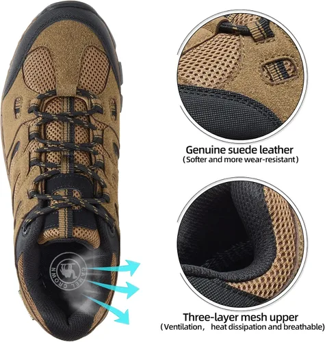 Vista 3 de CAMELSPORTS Zapatos de senderismo para hombre con parte superior baja, zapatos de senderismo para hombre, soporte de tobillo transpirable