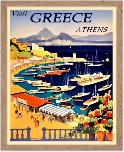 Vista 49 de Poster Master Póster de viaje vintage, impresión de Grecia, arte de Atenas, arte de la bahía de Castella, regalo costero para él, ella, amante