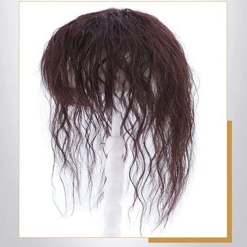 Vista 5 de YYDS Peluca de cabello humano con flequillo. Aumenta la cantidad de cabello en la parte superior de la cabeza para cubrir el cabello blanco Negro
