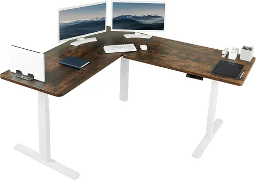 Vista 17 de VIVO DESK-KIT-3E8BO - Escritorio eléctrico de altura ajustable de 83 x 60 pulgadas para trabajar de pie, con 2 cubiertas sólidas de bambú, marco