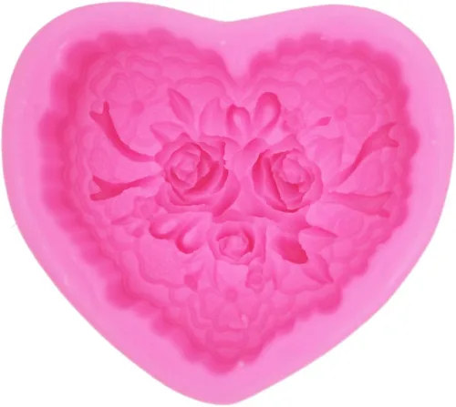 Vista 3 de Molde en forma de corazón de rosa para velas de jabón, moldes de silicona para dulces, chocolates, jabones, bombas, hornear, mentas de fondant
