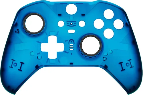 Vista 3 de eXtremeRate Cubierta de repuesto azul transparente para Xbox One Elite Controller Series 2 (modelo 1797), carcasa frontal personalizada y anillos