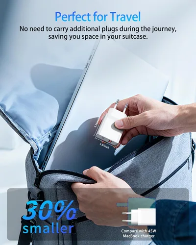 Vista 5 de adaptador europeo del enchufe del viaje 45W, cargador rápido del USB C del convertidor de corriente de 2 puertos Accessories for Europe trips, For