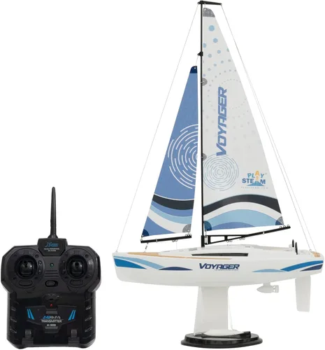 Vista 2 de Voyager 280 2.4GHz RC Motor Powered Velero en azul - 17.5" de alto